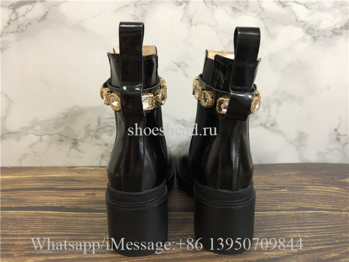 Gucci Black Leather Ankle Boot With Belt