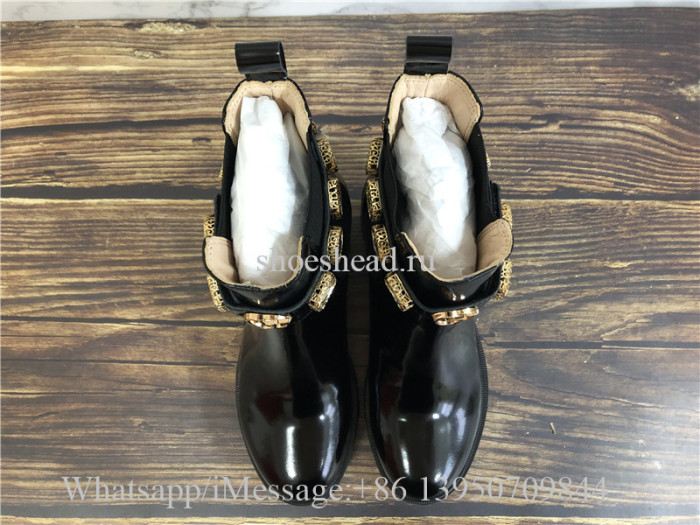 Gucci Black Leather Ankle Boot With Belt