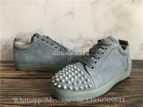 Christian Louboutin Spike Flat Low Top Sneaker Grey Suede