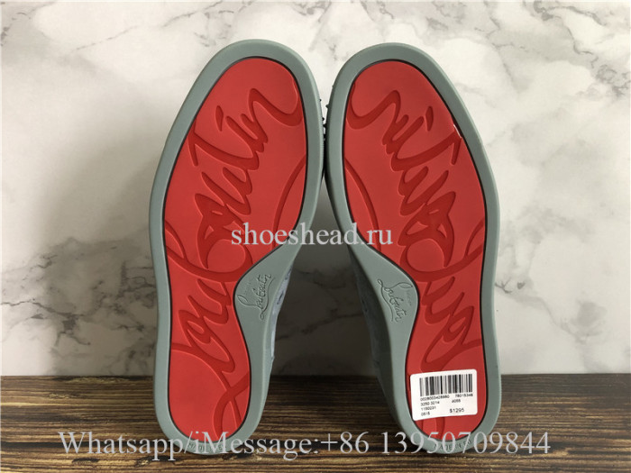Christian Louboutin Spike Flat Low Top Sneaker Grey Suede