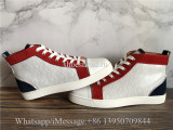 Christian Louboutin Flat High Top Sneaker White Red Blue