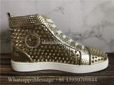 Christian Louboutin Louis Spike Flat High Top Sneaker Golden