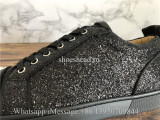 Christian Louboutin Louis Flat Low Top Sneaker Black Crystal