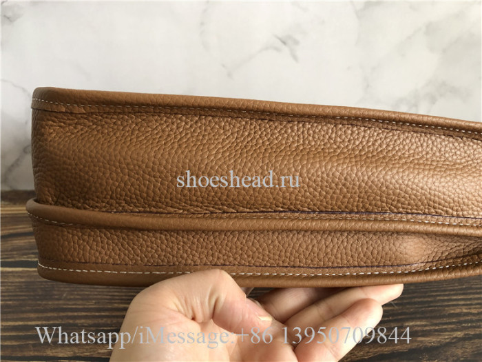 Original Hermes Evelyne I GM Gold Brown Togo Leather Crossbody Bag