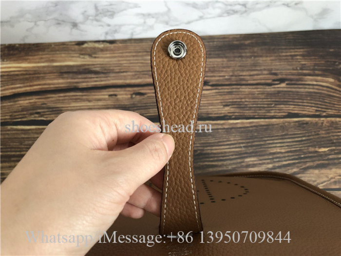 Original Hermes Evelyne I GM Gold Brown Togo Leather Crossbody Bag