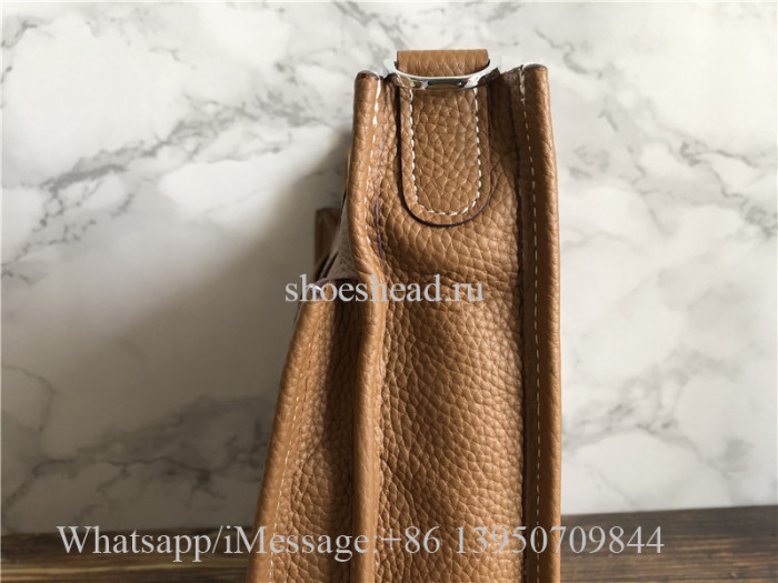 Original Hermes Evelyne I GM Gold Brown Togo Leather Crossbody Bag