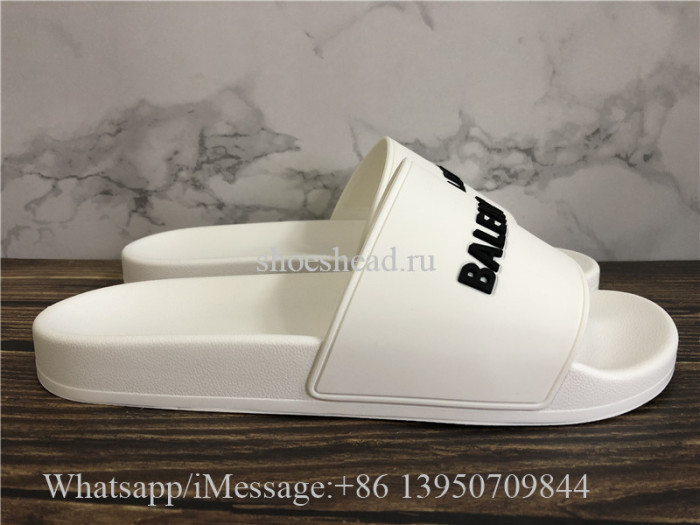 Balenciaga White Calfskin Slides