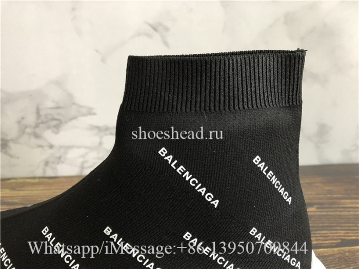 Balenciaga Allover Logo Speed Trainer Black
