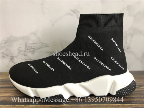 Balenciaga Allover Logo Speed Trainer Black