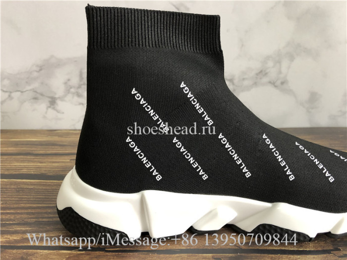 Balenciaga Allover Logo Speed Trainer Black