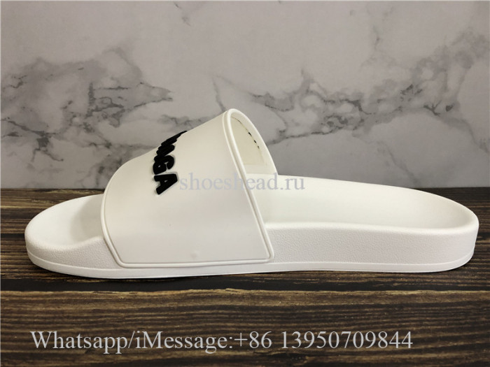 Balenciaga White Calfskin Slides