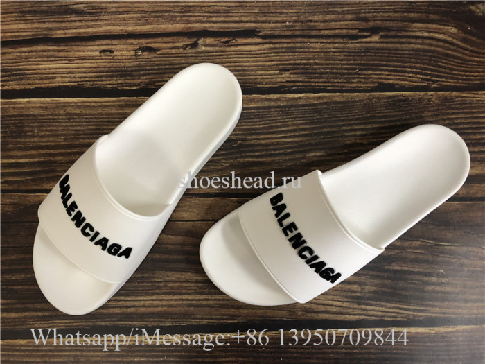 Balenciaga White Calfskin Slides
