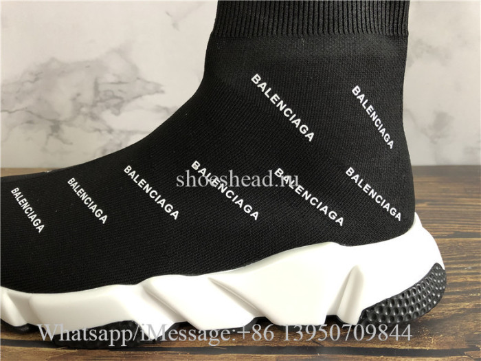 Balenciaga Allover Logo Speed Trainer Black
