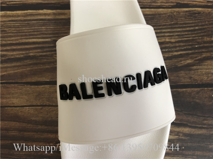 Balenciaga White Calfskin Slides