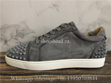 Christian Louboutin Spike Flat Low Top Sneaker Grey Suede