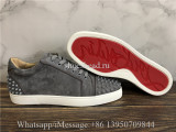 Christian Louboutin Spike Flat Low Top Sneaker Grey Suede