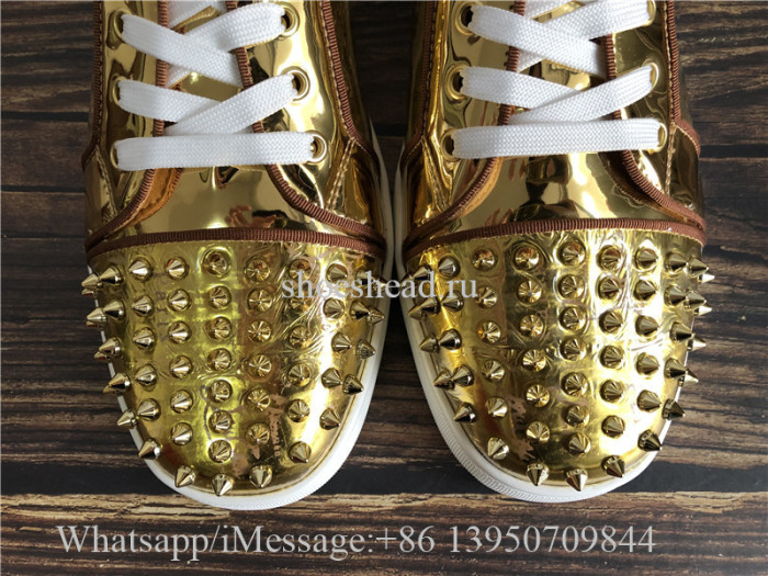 Christian Louboutin Spike Flat Low Top Sneaker Golden