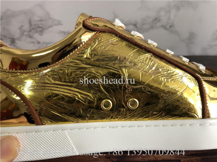 Christian Louboutin Spike Flat Low Top Sneaker Golden