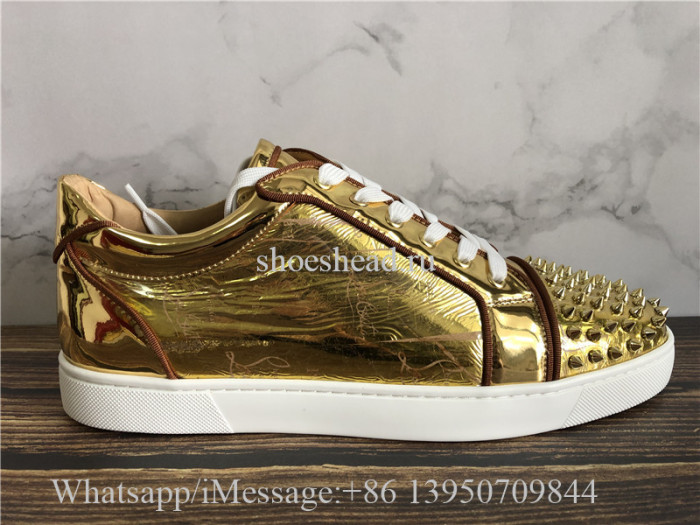 Christian Louboutin Spike Flat Low Top Sneaker Golden