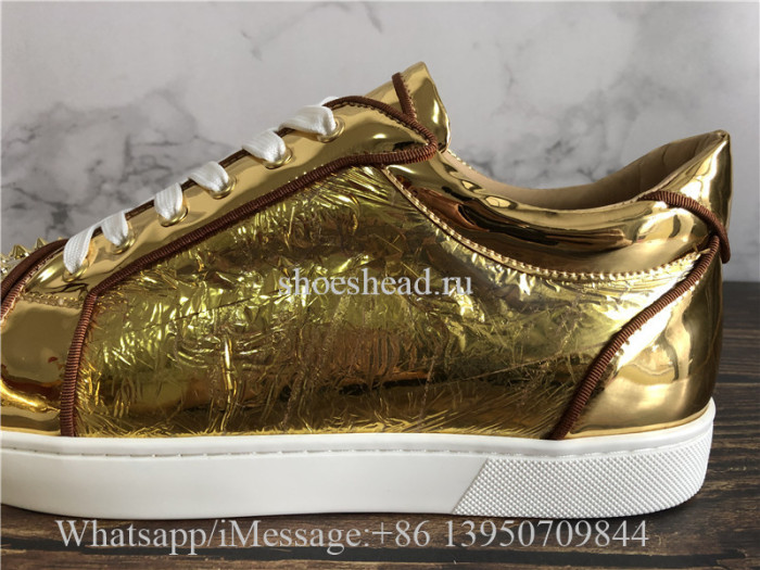 Christian Louboutin Spike Flat Low Top Sneaker Golden