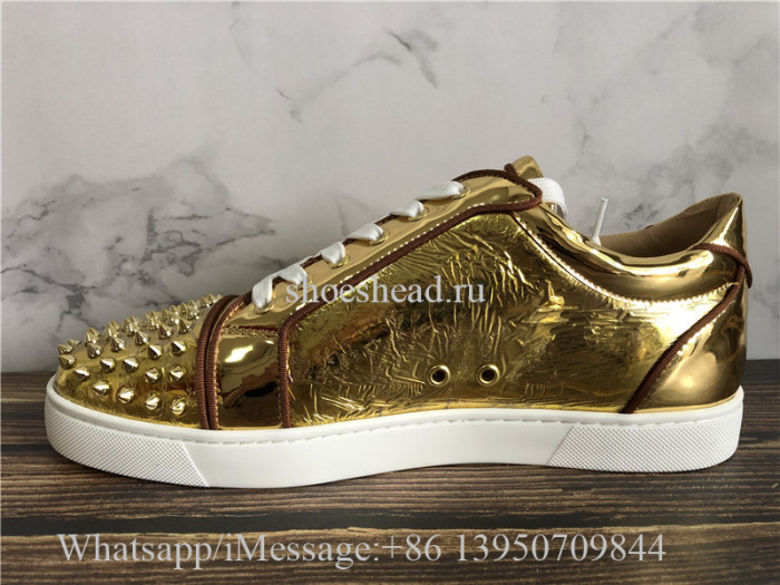 Christian Louboutin Spike Flat Low Top Sneaker Golden