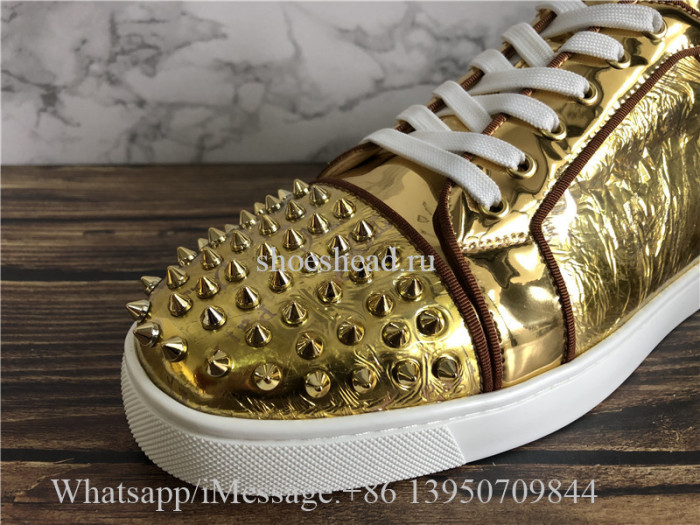 Christian Louboutin Spike Flat Low Top Sneaker Golden