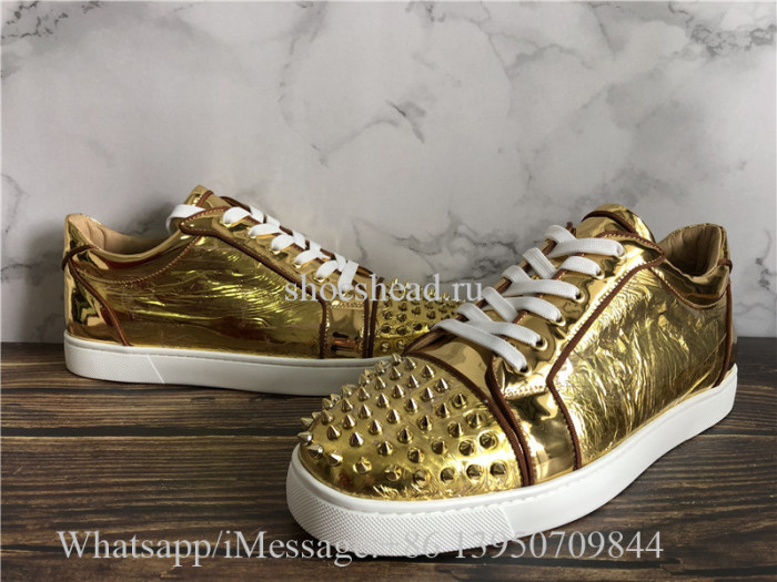 Christian Louboutin Spike Flat Low Top Sneaker Golden