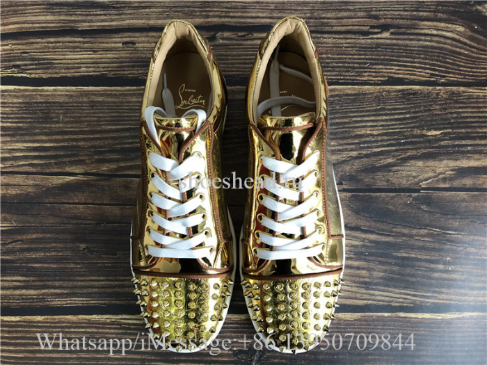 Christian Louboutin Spike Flat Low Top Sneaker Golden