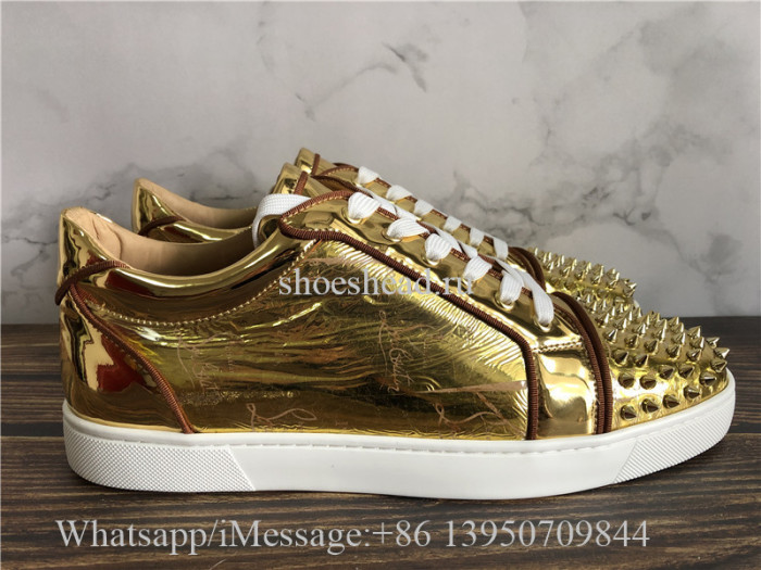 Christian Louboutin Spike Flat Low Top Sneaker Golden