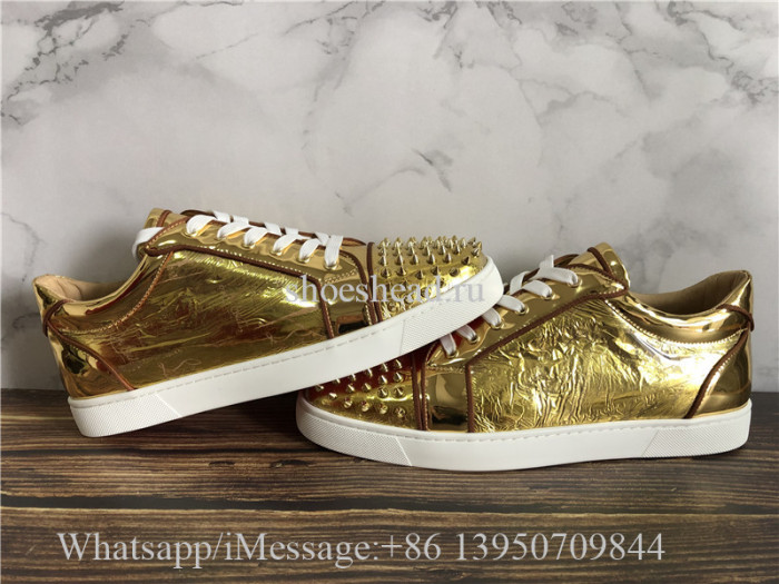 Christian Louboutin Spike Flat Low Top Sneaker Golden