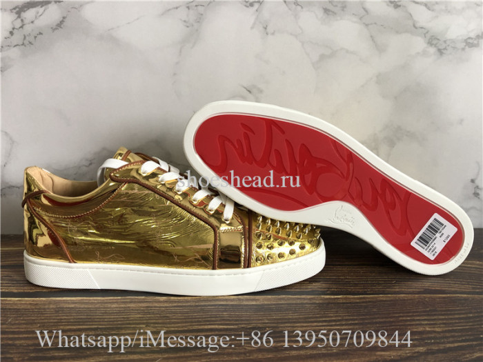 Christian Louboutin Spike Flat Low Top Sneaker Golden