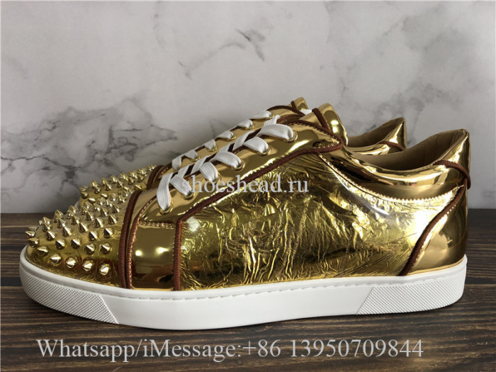 Christian Louboutin Spike Flat Low Top Sneaker Golden
