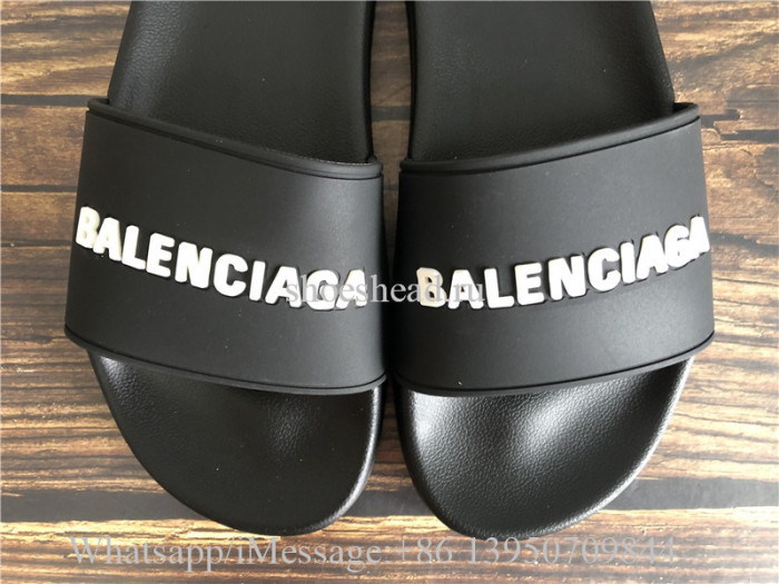 Balenciaga Black Slide With White Logo