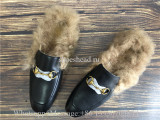 Gucci Princetown Fur Lined Black Slipper Loafer Slides