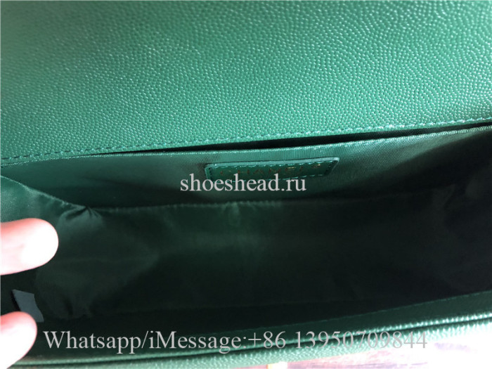 Original Chanel Caviar Quilted Medium Boy Flap Green Bag