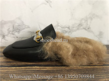 Gucci Princetown Fur Lined Black Slipper Loafer Slides