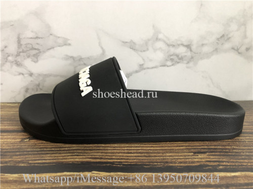 Balenciaga Black Slide With White Logo
