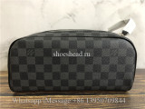 Original Louis Vuitton Toilet Pouch PM Damier Graphite Canvas Dopp Kit Bag