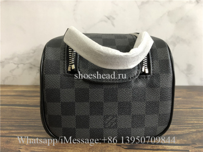 Original Louis Vuitton Toilet Pouch PM Damier Graphite Canvas Dopp Kit Bag