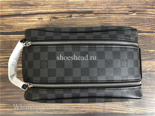 Original Louis Vuitton Toilet Pouch PM Damier Graphite Canvas Dopp Kit Bag