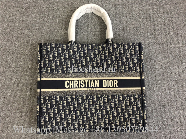 Original Dior Book Tote Blue Dior Oblique Embroidery Bag M1286