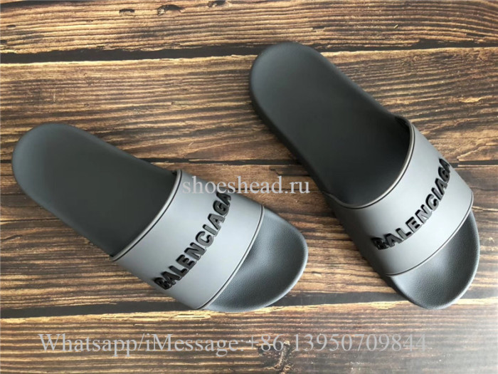 Balenciaga Grey Slide With Balenciaga Logo