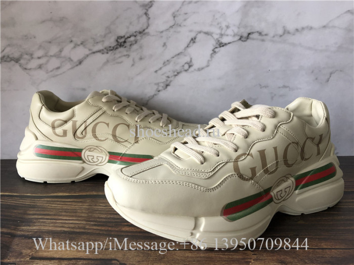 Super Quality Gucci Rhyton Vintage Gucci Logo Leather Sneaker