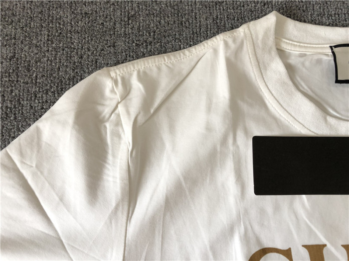 Gucci Logo Printed Cotton T Shirt White