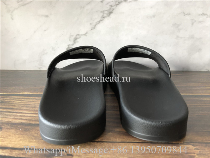 Balenciaga Black Slide With Green  Logo