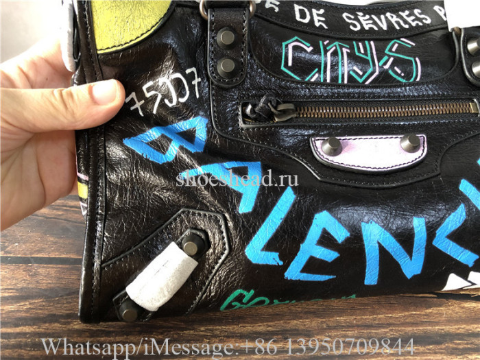 Original Balenciaga Graffiti Classic City Mini Leather Bag Ss20