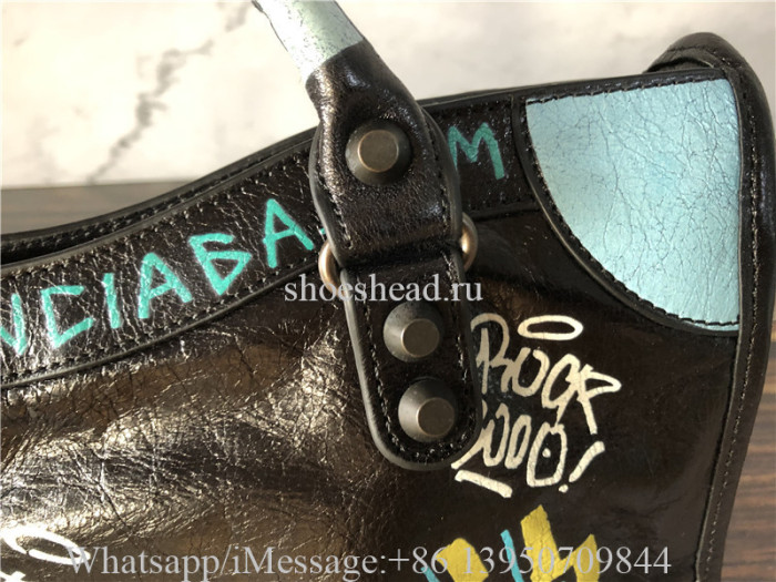 Original Balenciaga Graffiti Classic City Mini Leather Bag Ss20