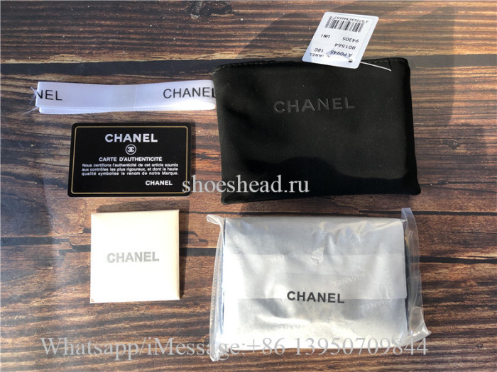 Original Quality Chanel Black Leather Wallet With Golden Chanel Logo