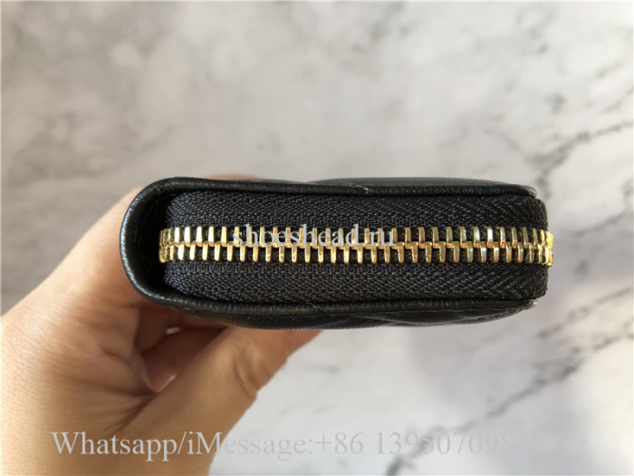 Original Quality Chanel Black Leather Wallet With Golden Chanel Logo