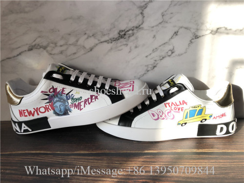 Dolce & Gabbana Portofino Sneakers In Printed Nappa Calfskin